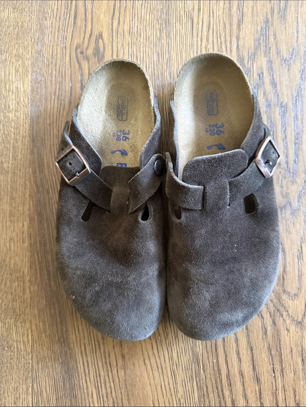 Brown Birkenstocks Suede Slip-On Clogs
